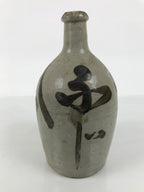 Antique Japanese Ceramic Sake Bottle Kayoi-Tokkuri Gray Brown Kanji TS926-KT - Sake Bottle-chidorivintage.com