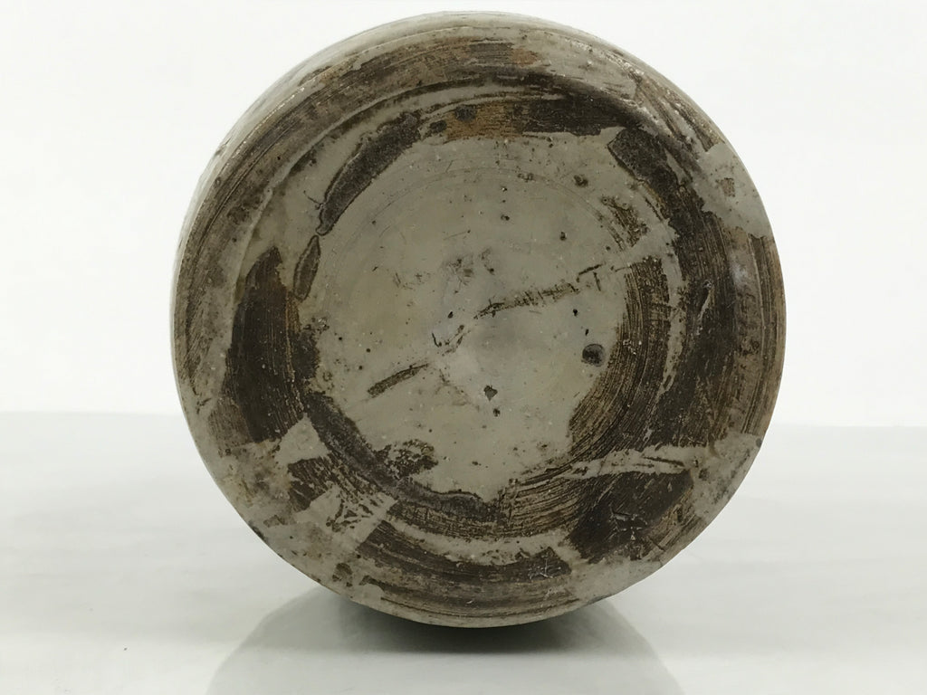 Antique Japanese Ceramic Sake Bottle Kayoi-Tokkuri Gray Brown Kanji TS926-KT - Sake Bottle-chidorivintage.com