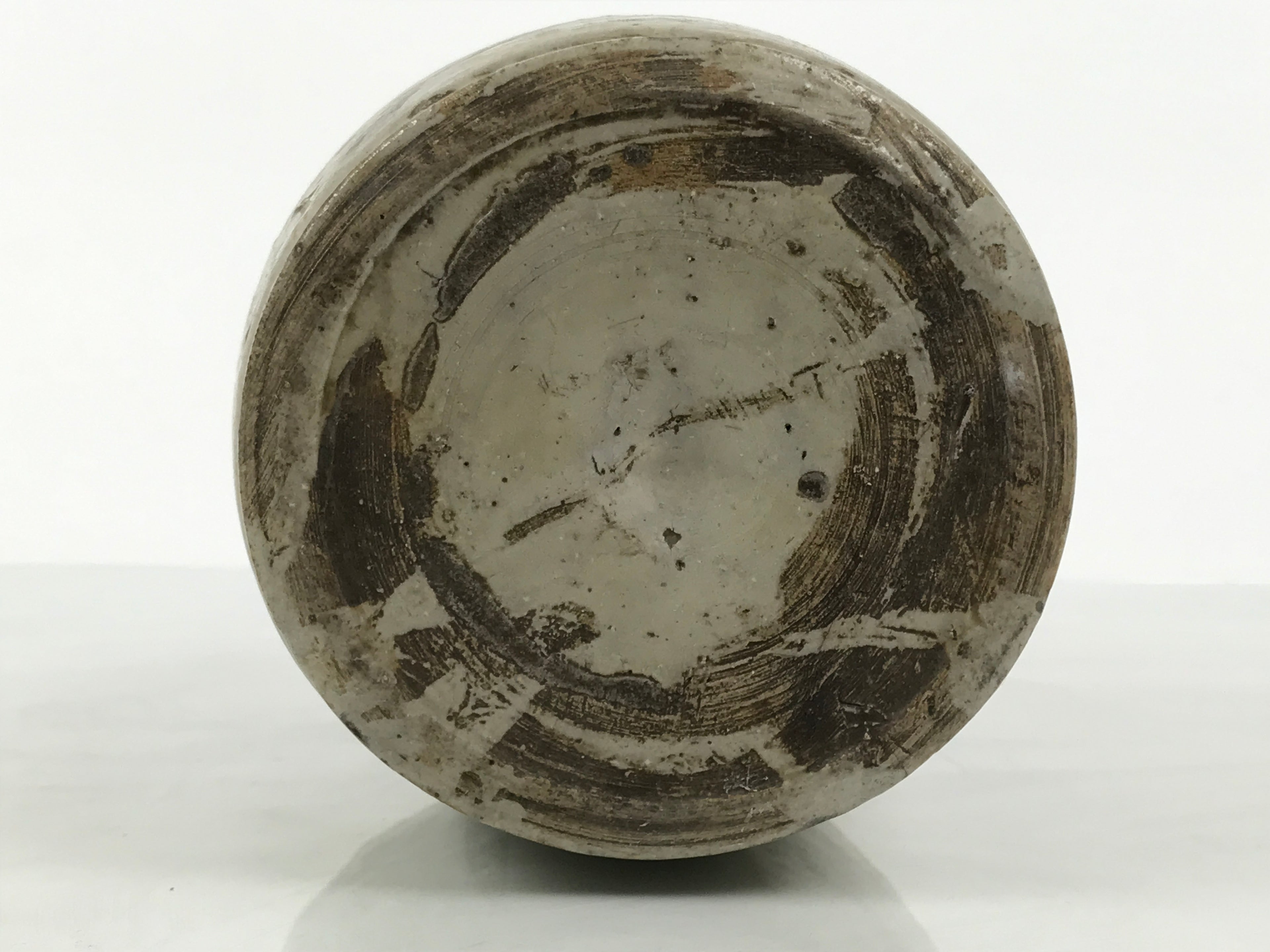 Antique Japanese Ceramic Sake Bottle Kayoi-Tokkuri Gray Brown Kanji TS926-KT - Sake Bottle-chidorivintage.com