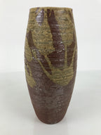 Japanese Shigaraki Ware Ceramic Flower Vase Vtg Ikebana Kabin Lines Brown FK253-KT - Vase-chidorivintage.com