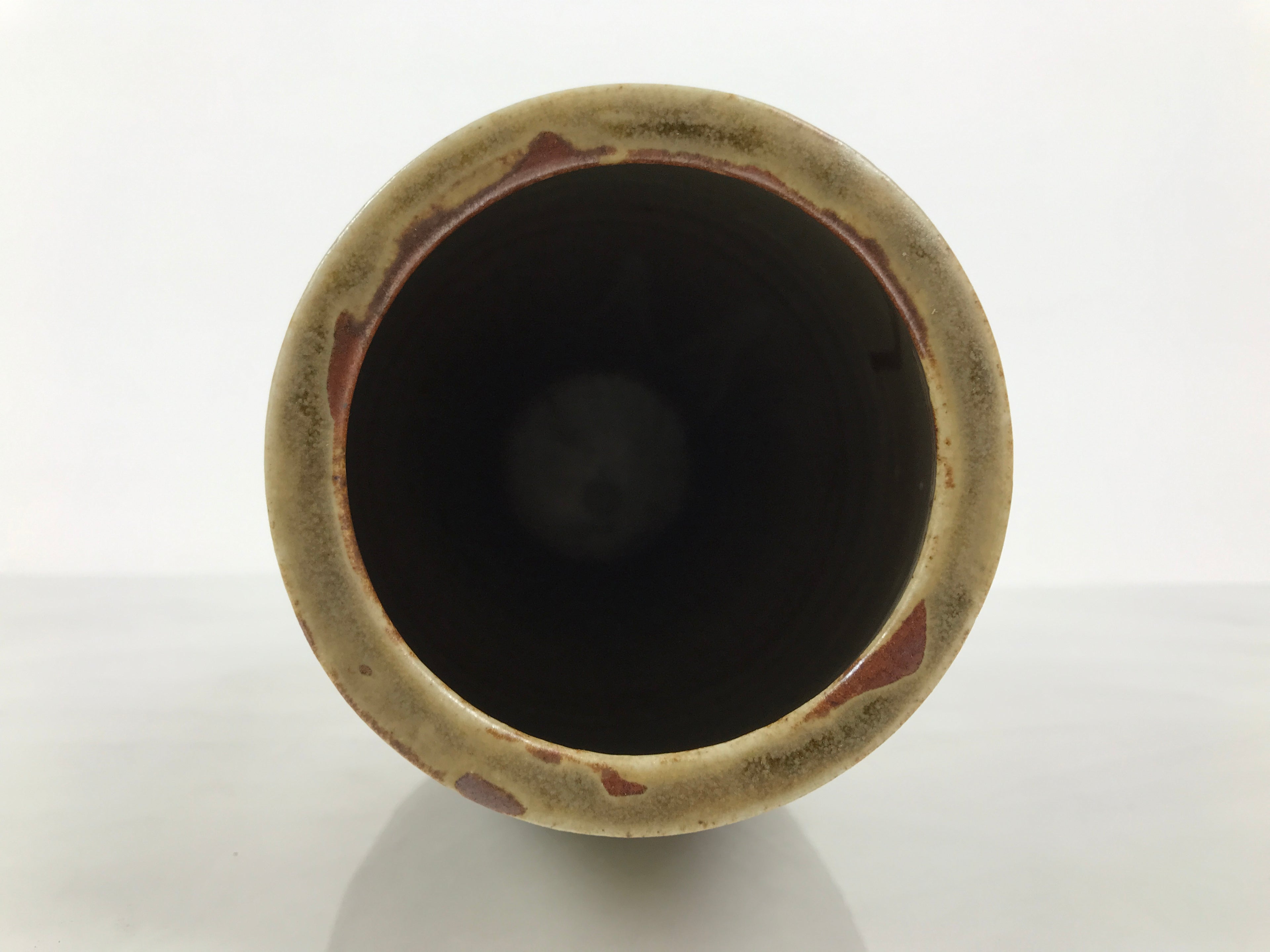 Japanese Shigaraki Ware Ceramic Flower Vase Vtg Ikebana Kabin Lines Brown FK253-KT - Vase-chidorivintage.com