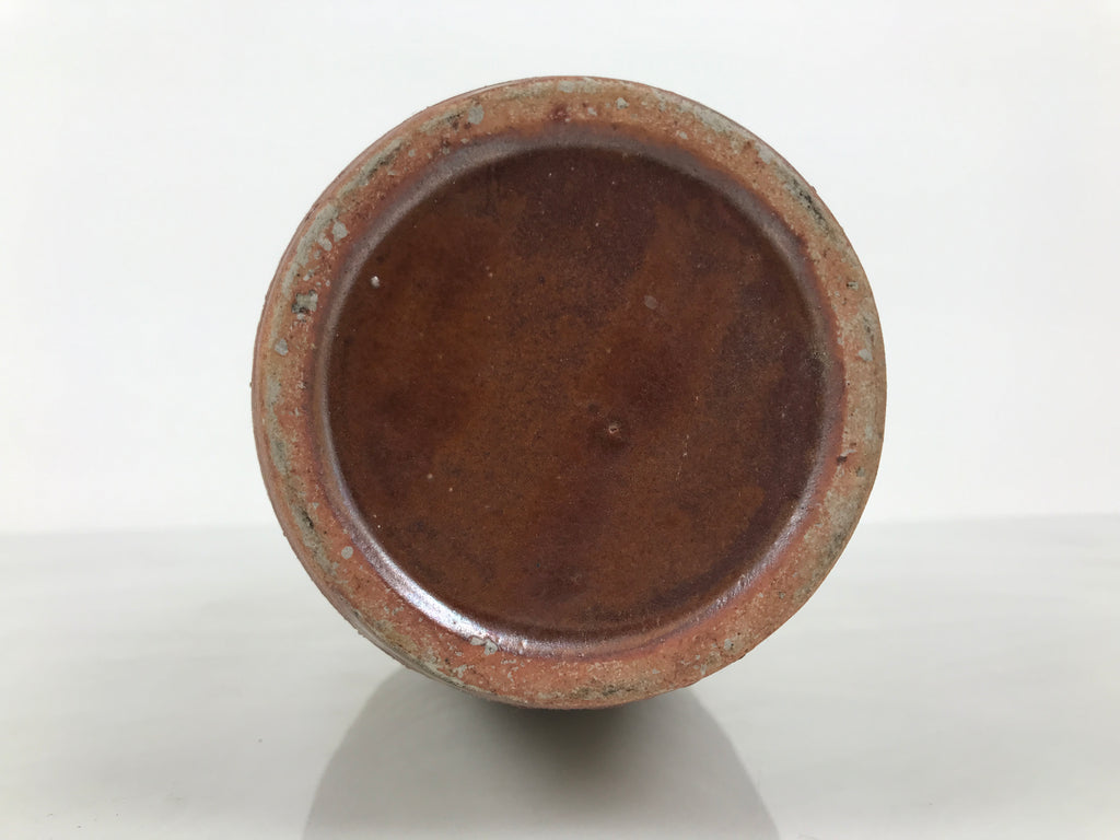 Japanese Shigaraki Ware Ceramic Flower Vase Vtg Ikebana Kabin Lines Brown FK253-KT - Vase-chidorivintage.com