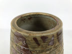 Japanese Shigaraki Ware Ceramic Flower Vase Vtg Ikebana Kabin Lines Brown FK253-KT - Vase-chidorivintage.com