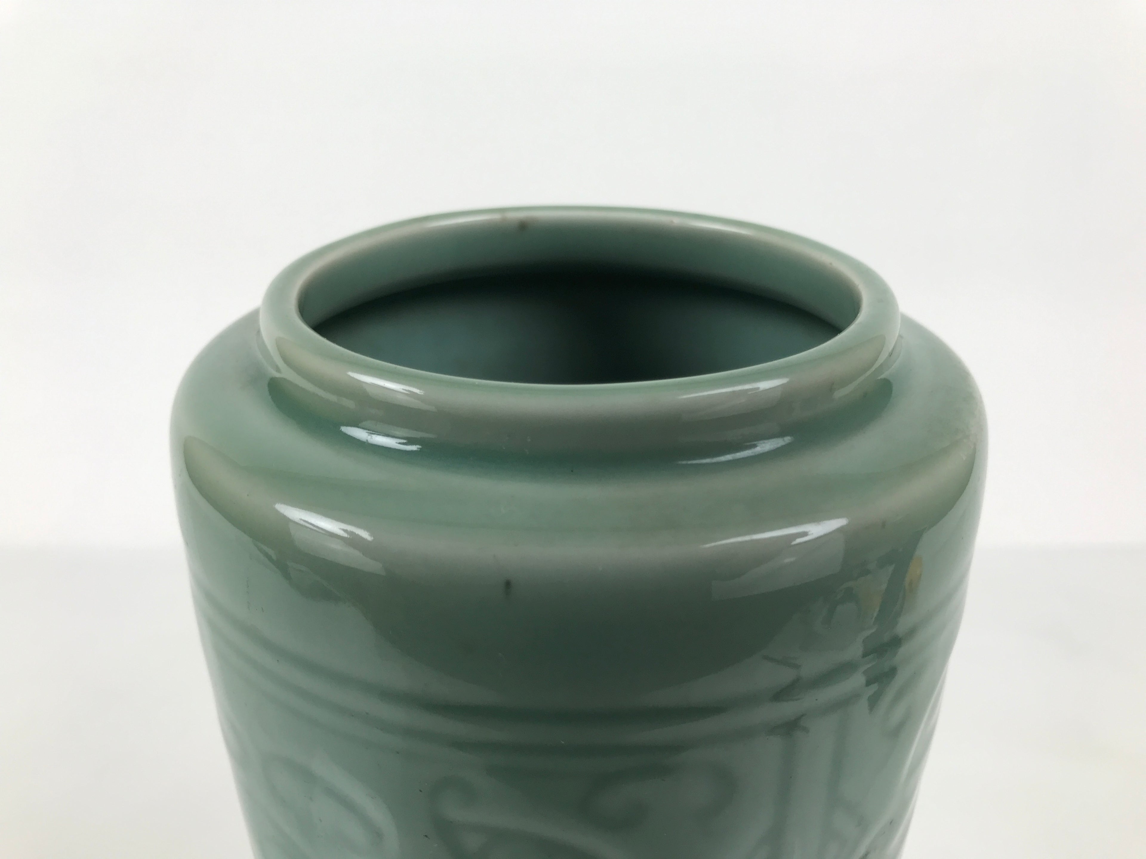 Japanese Porcelain Flower Vase Ikebana Kabin Celadon Green Abstract Tall FK256-KT - Vase-chidorivintage.com