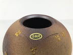 Japanese Shigaraki Ware Ceramic Flower Vase Vtg Kabin Round Brown Floral FK257-KT - Vase-chidorivintage.com