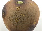 Japanese Shigaraki Ware Ceramic Flower Vase Vtg Kabin Round Brown Floral FK257-KT - Vase-chidorivintage.com