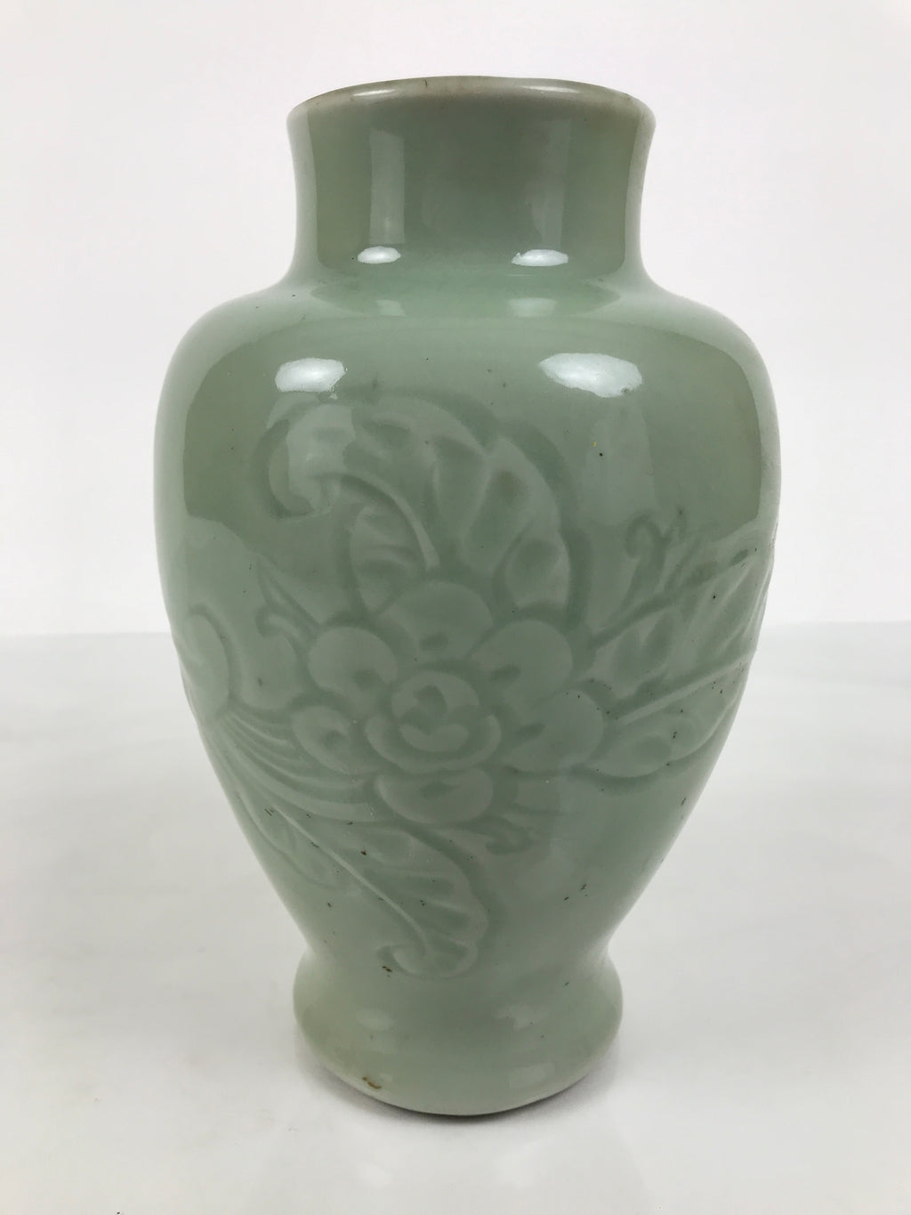 Japanese Porcelain Flower Vase Vtg Ikebana Kabin Celadon Green Floral FK259-KT - Vase-chidorivintage.com