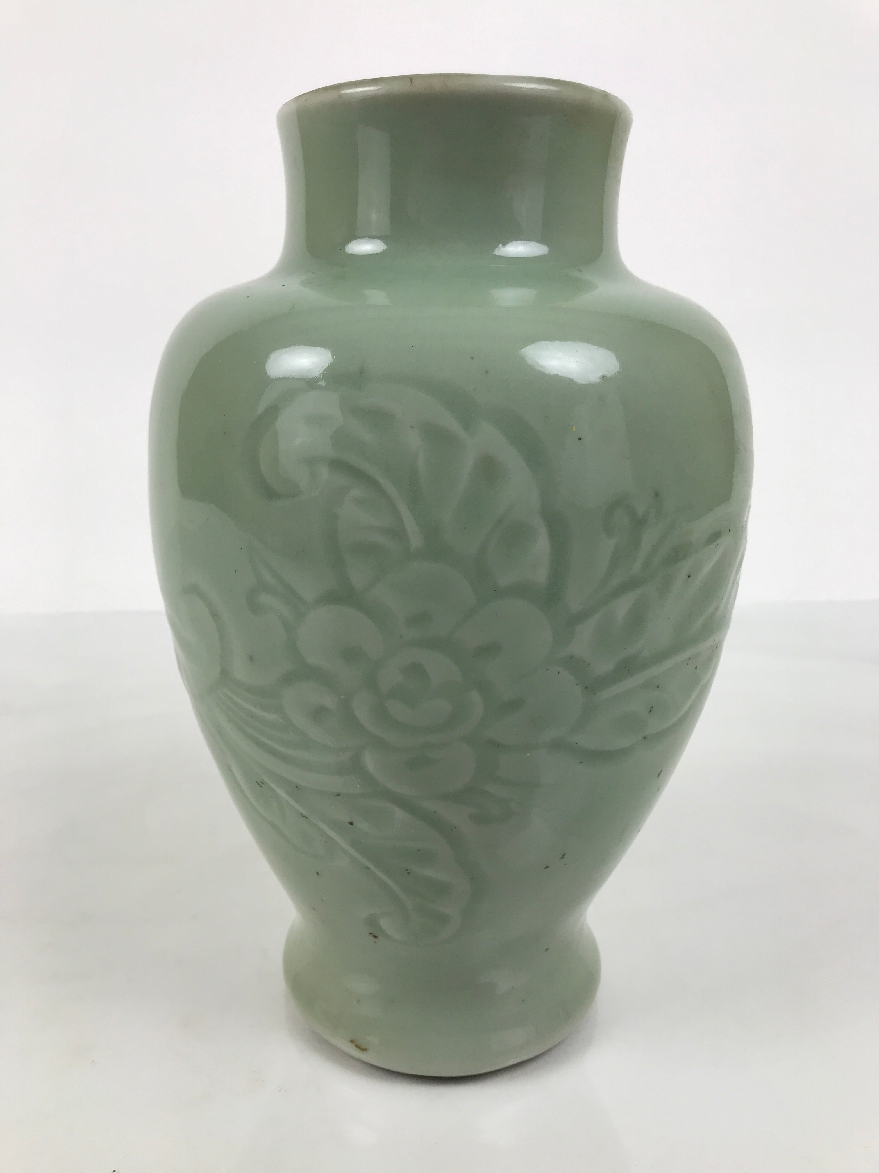 Japanese Porcelain Flower Vase Vtg Ikebana Kabin Celadon Green Floral FK259-KT - Vase-chidorivintage.com