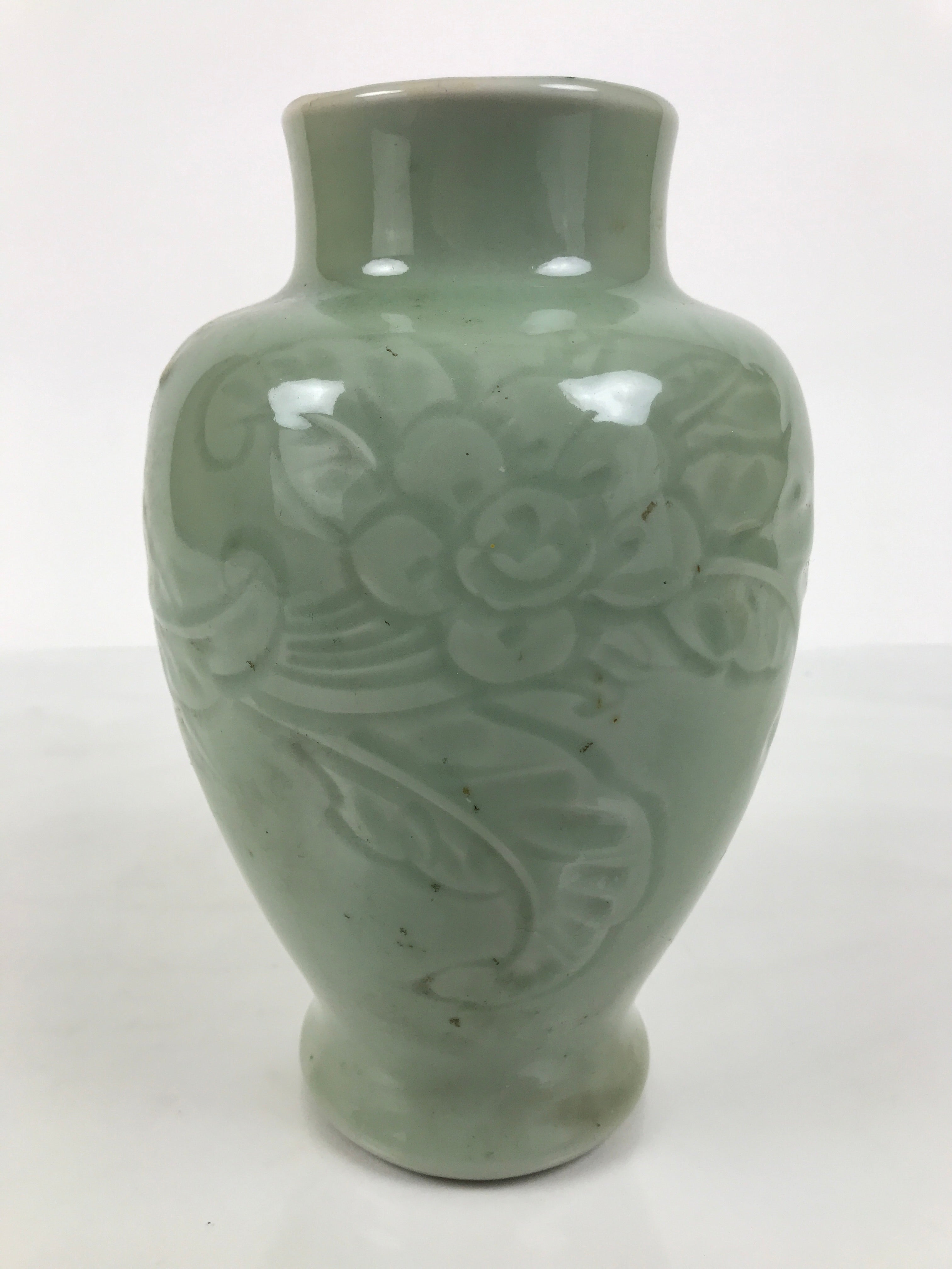 Japanese Porcelain Flower Vase Vtg Ikebana Kabin Celadon Green Floral FK259-KT - Vase-chidorivintage.com