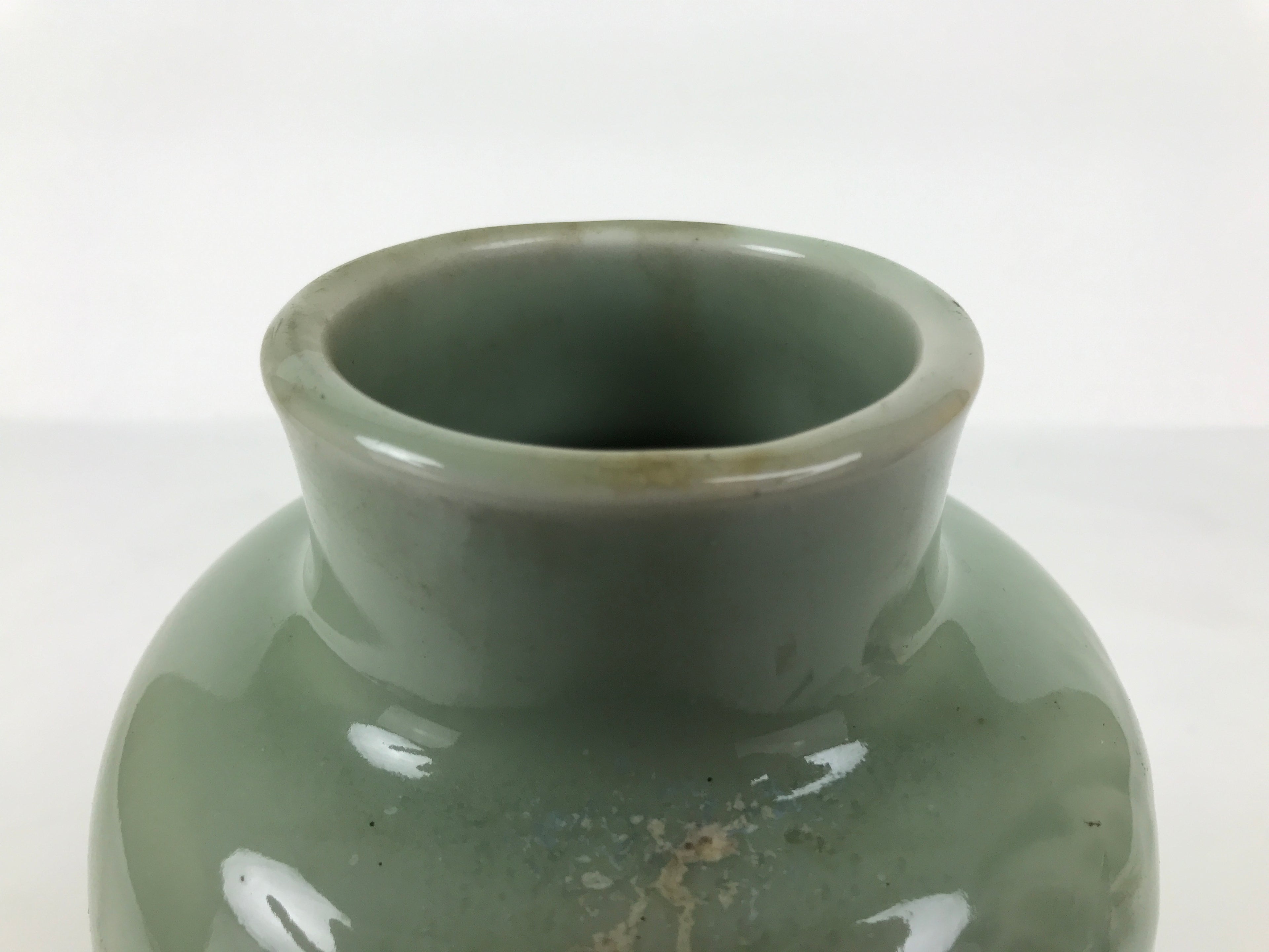 Japanese Porcelain Flower Vase Vtg Ikebana Kabin Celadon Green Floral FK259-KT - Vase-chidorivintage.com