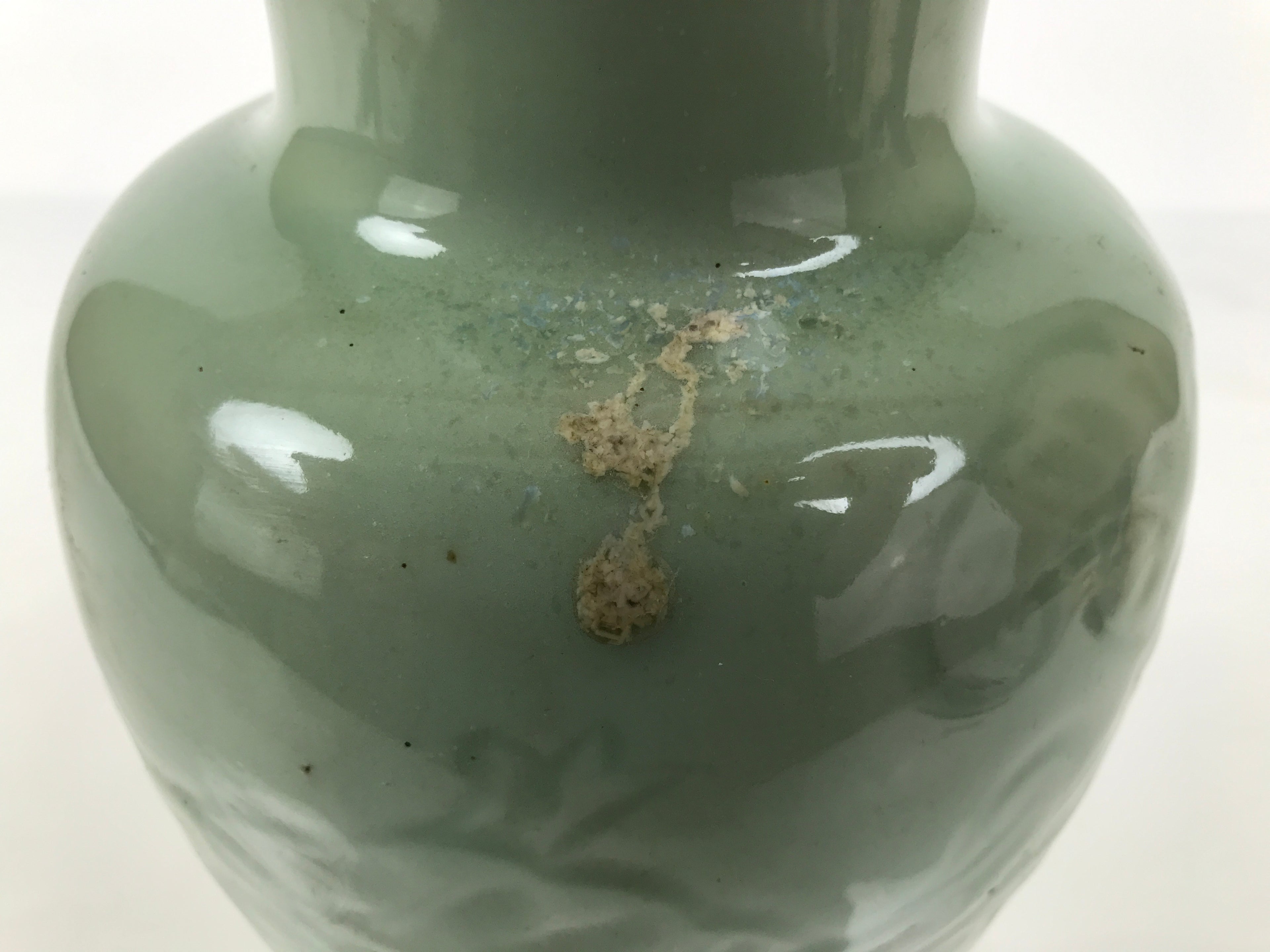 Japanese Porcelain Flower Vase Vtg Ikebana Kabin Celadon Green Floral FK259-KT - Vase-chidorivintage.com