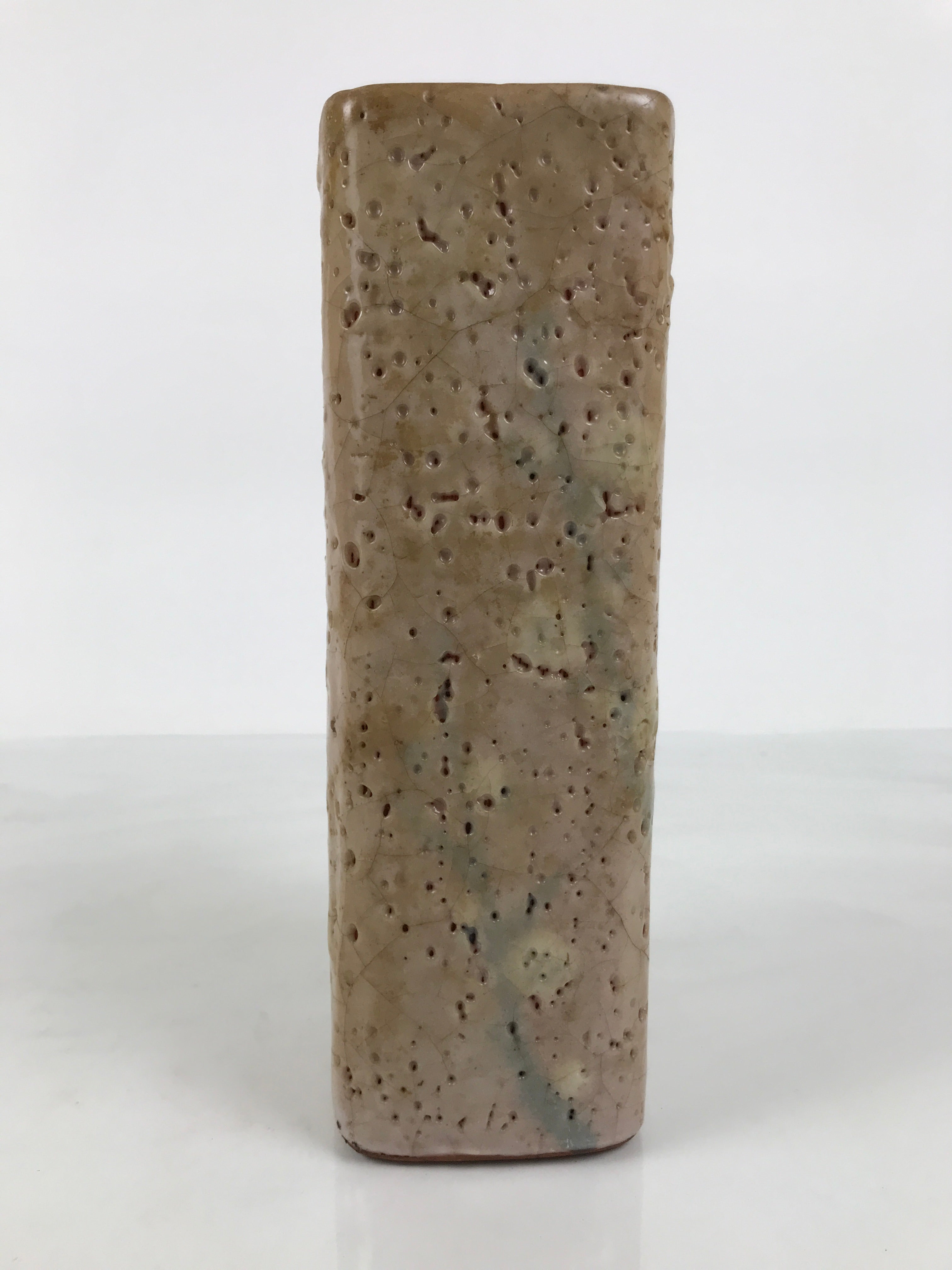 Japanese Shino Ware Ceramic Flower Vase Kabin White Brown Tall Rectangle FK261-KT - Vase-chidorivintage.com