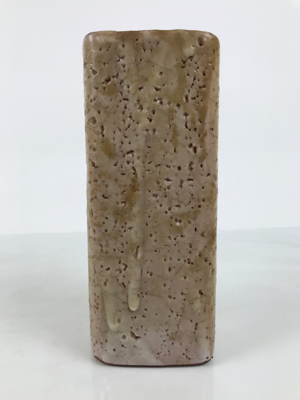 Japanese Shino Ware Ceramic Flower Vase Kabin White Brown Tall Rectangle FK261-KT - Vase-chidorivintage.com