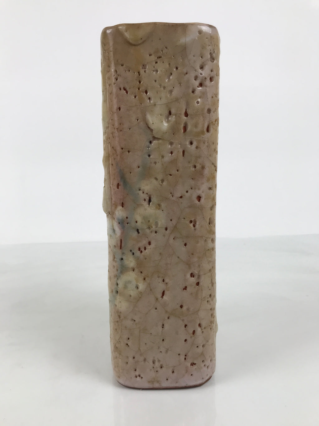 Japanese Shino Ware Ceramic Flower Vase Kabin White Brown Tall Rectangle FK261-KT - Vase-chidorivintage.com