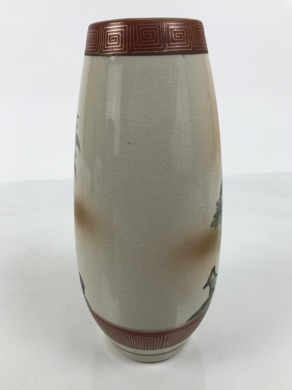 Japanese Kutani Ware Porcelain Flower Vase Vtg Ikebana Kabin Peacock Pair FK262-KT - Vase-chidorivintage.com