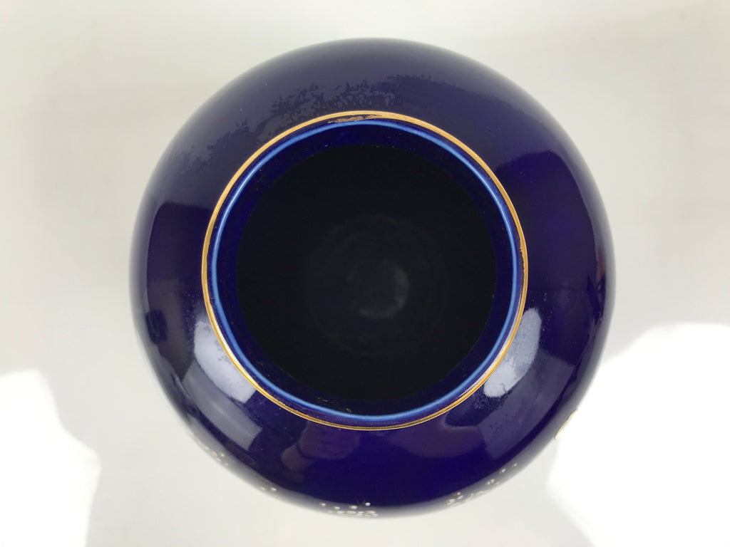 Japanese Porcelain Flower Vase Vtg Ikebana Kabin Blue Carriage Floral FK263-KT - Vase-chidorivintage.com
