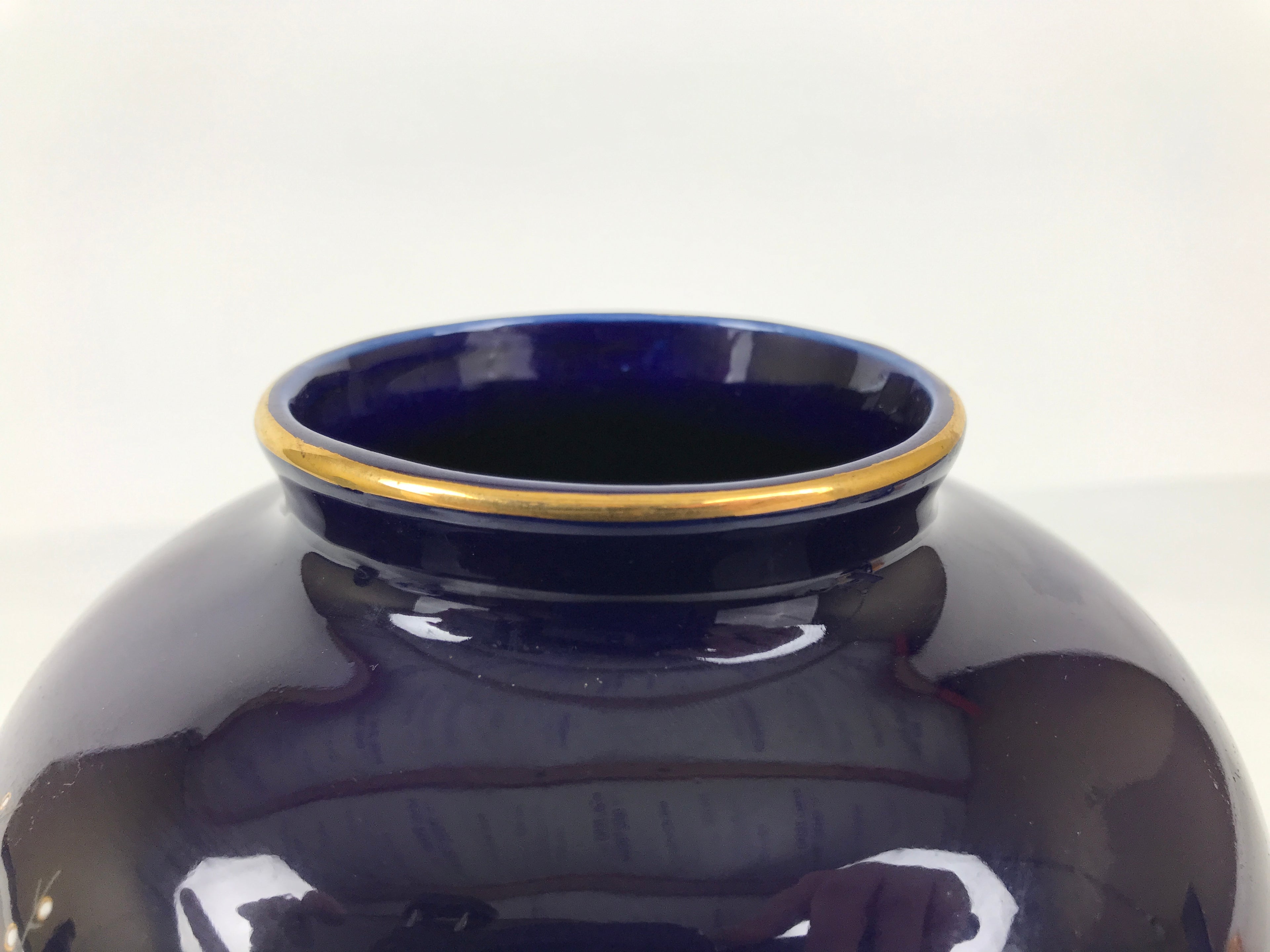 Japanese Porcelain Flower Vase Vtg Ikebana Kabin Blue Carriage Floral FK263-KT - Vase-chidorivintage.com