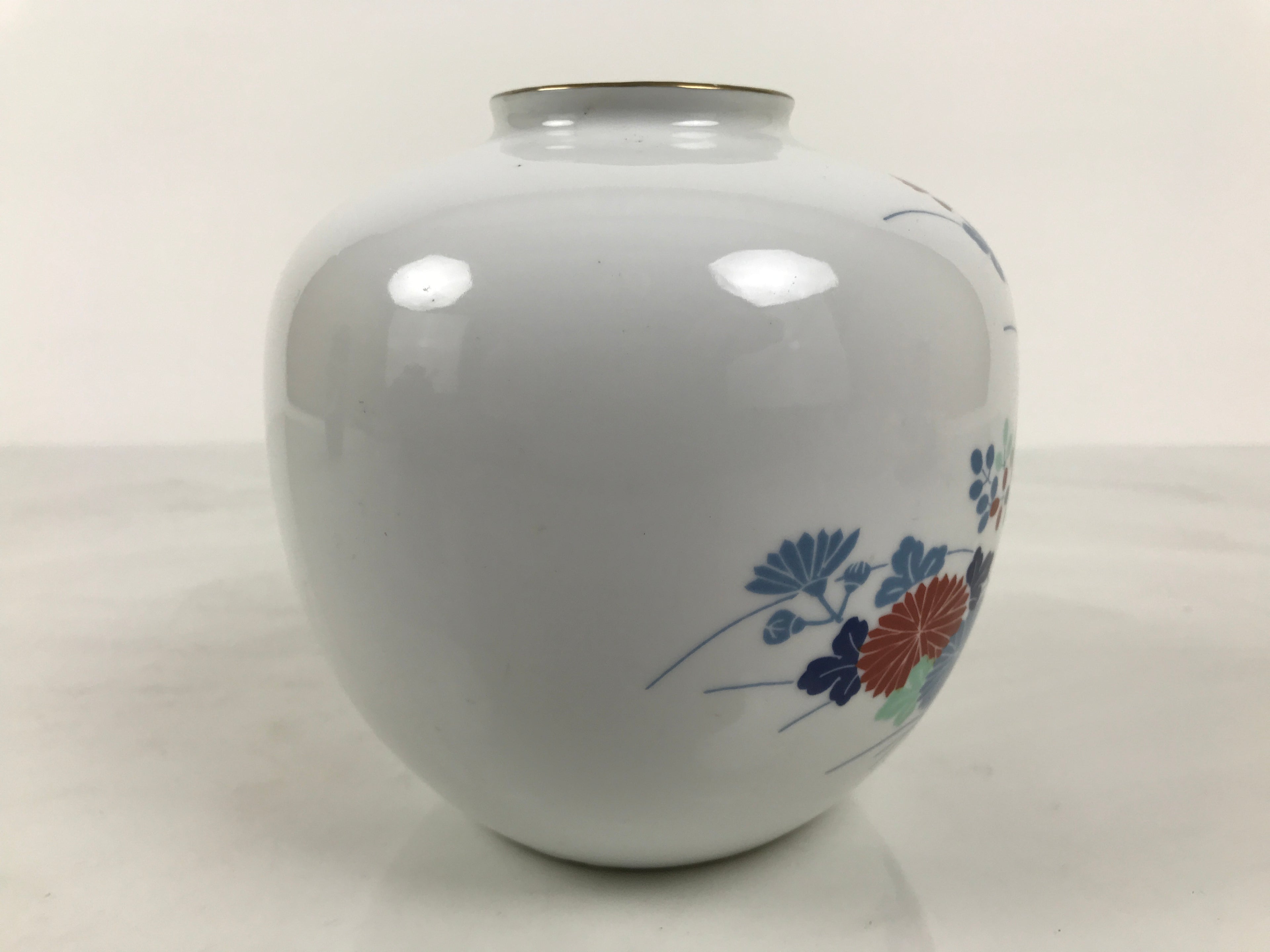 Japanese Porcelain Flower Vase Vtg Ikebana Kabin Floral White Blue Red FK264-KT - Vase-chidorivintage.com