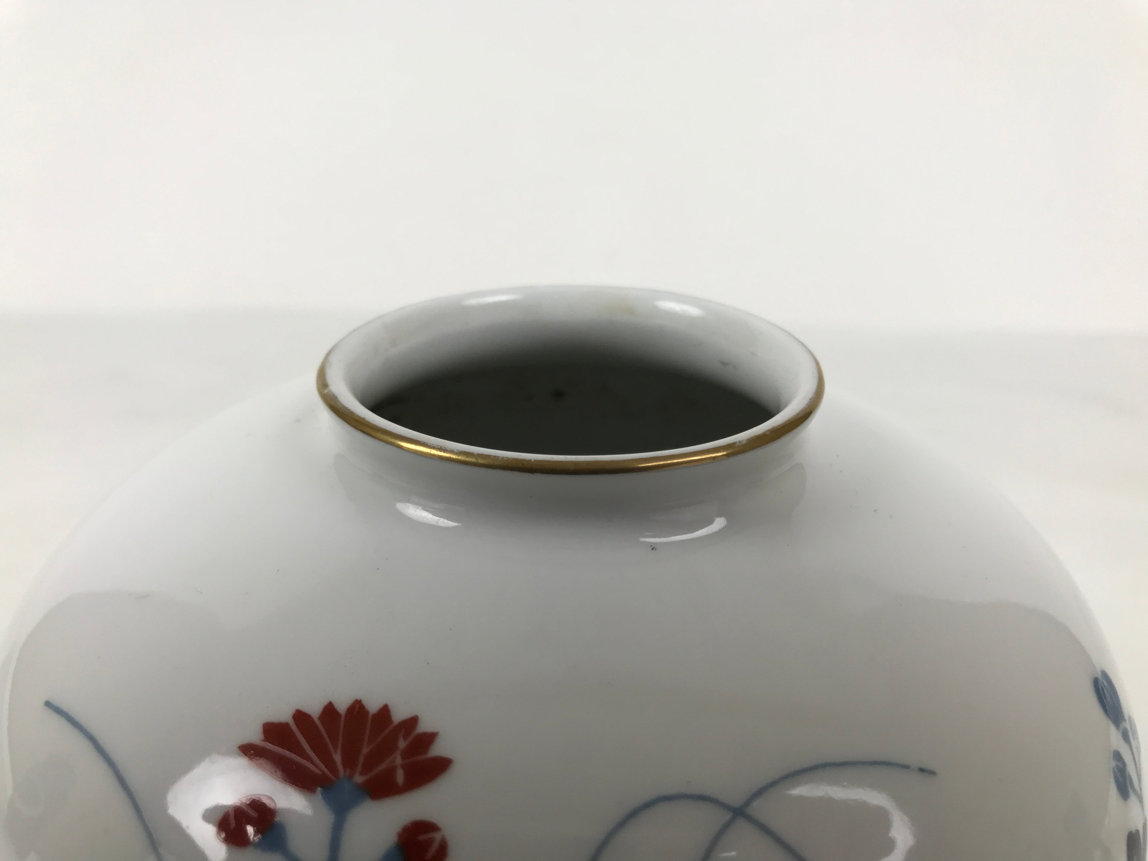 Japanese Porcelain Flower Vase Vtg Ikebana Kabin Floral White Blue Red FK264-KT - Vase-chidorivintage.com