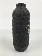 Japanese Ceramic Flower Vase Vtg Ikebana Kabin Lava Black Tall Plum Ume FK265-KT - Vase-chidorivintage.com
