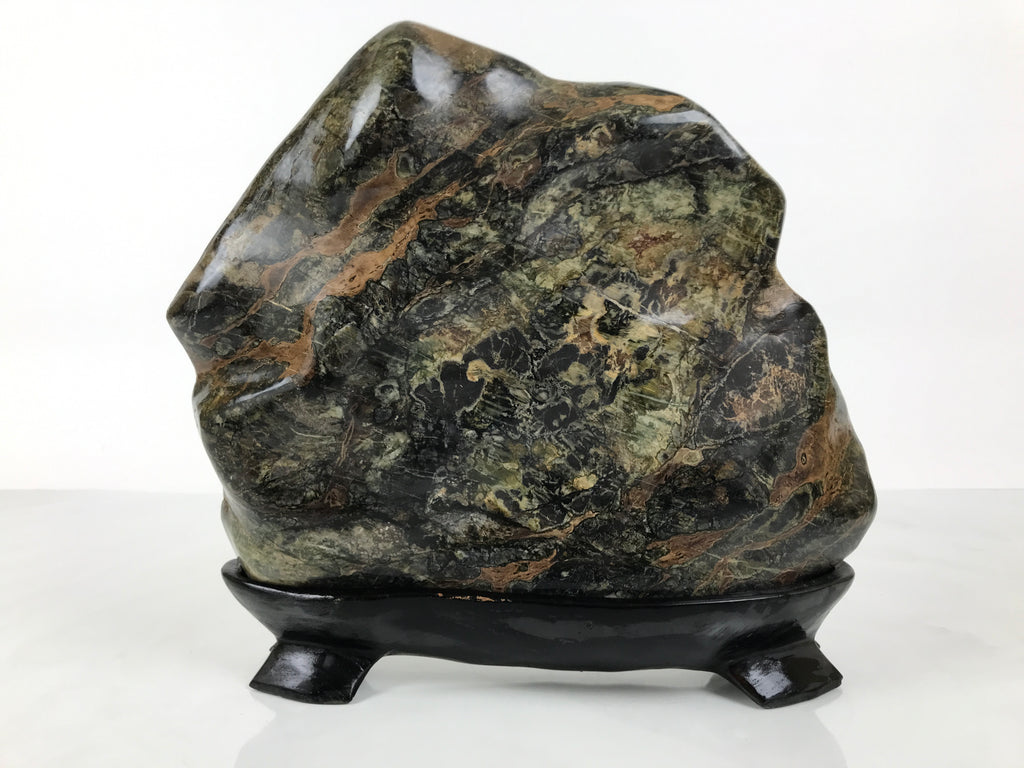 Japanese Serpentinite Suiseki Viewing Stone Vtg Zen Buddhist Statue Stand JK953-OT - Stone-chidorivintage.com