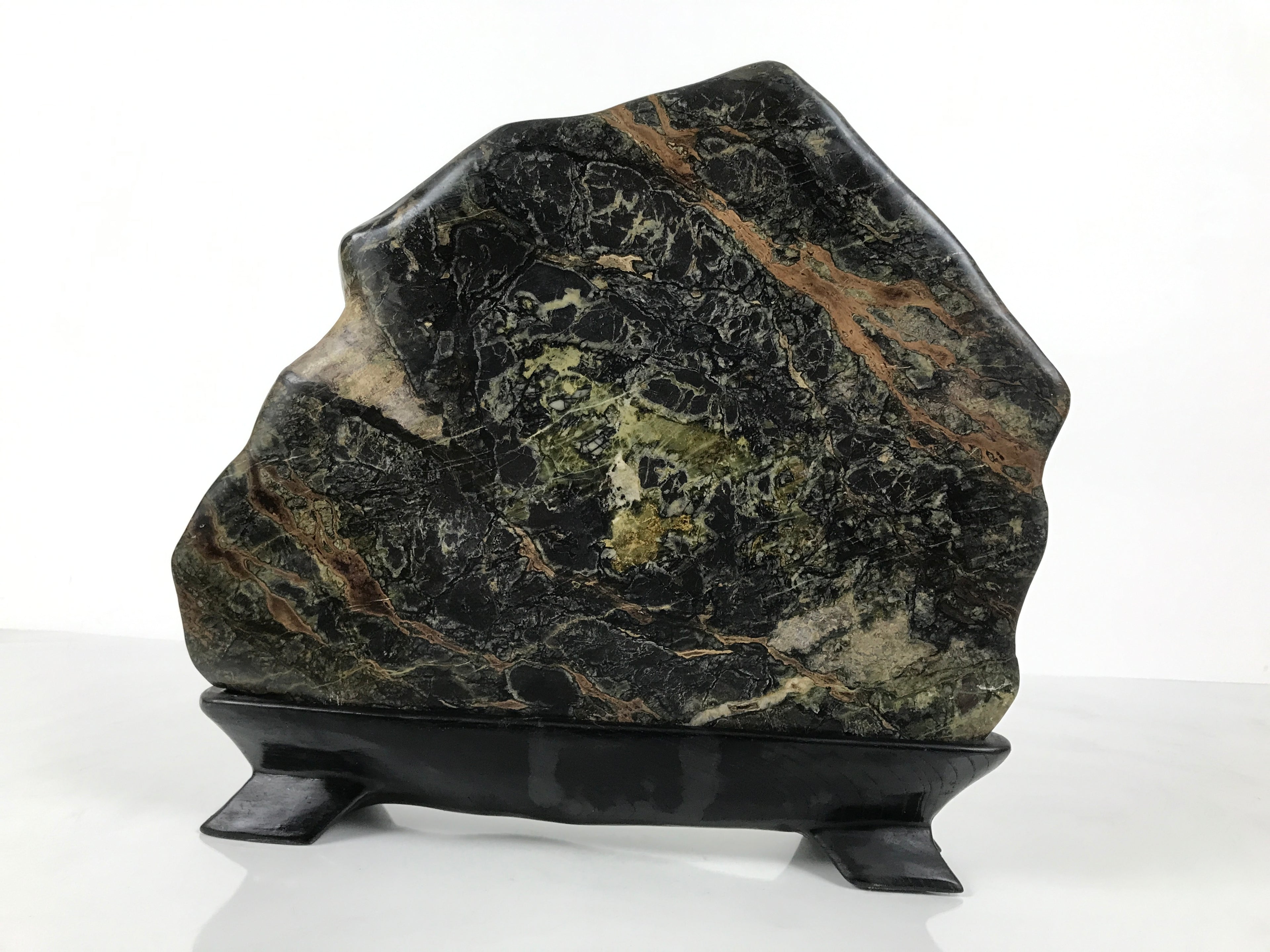 Japanese Serpentinite Suiseki Viewing Stone Vtg Zen Buddhist Statue Stand JK953-OT - Stone-chidorivintage.com