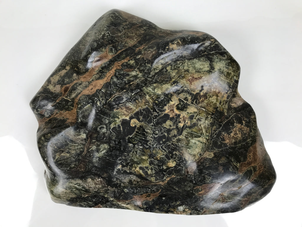 Japanese Serpentinite Suiseki Viewing Stone Vtg Zen Buddhist Statue Stand JK953-OT - Stone-chidorivintage.com