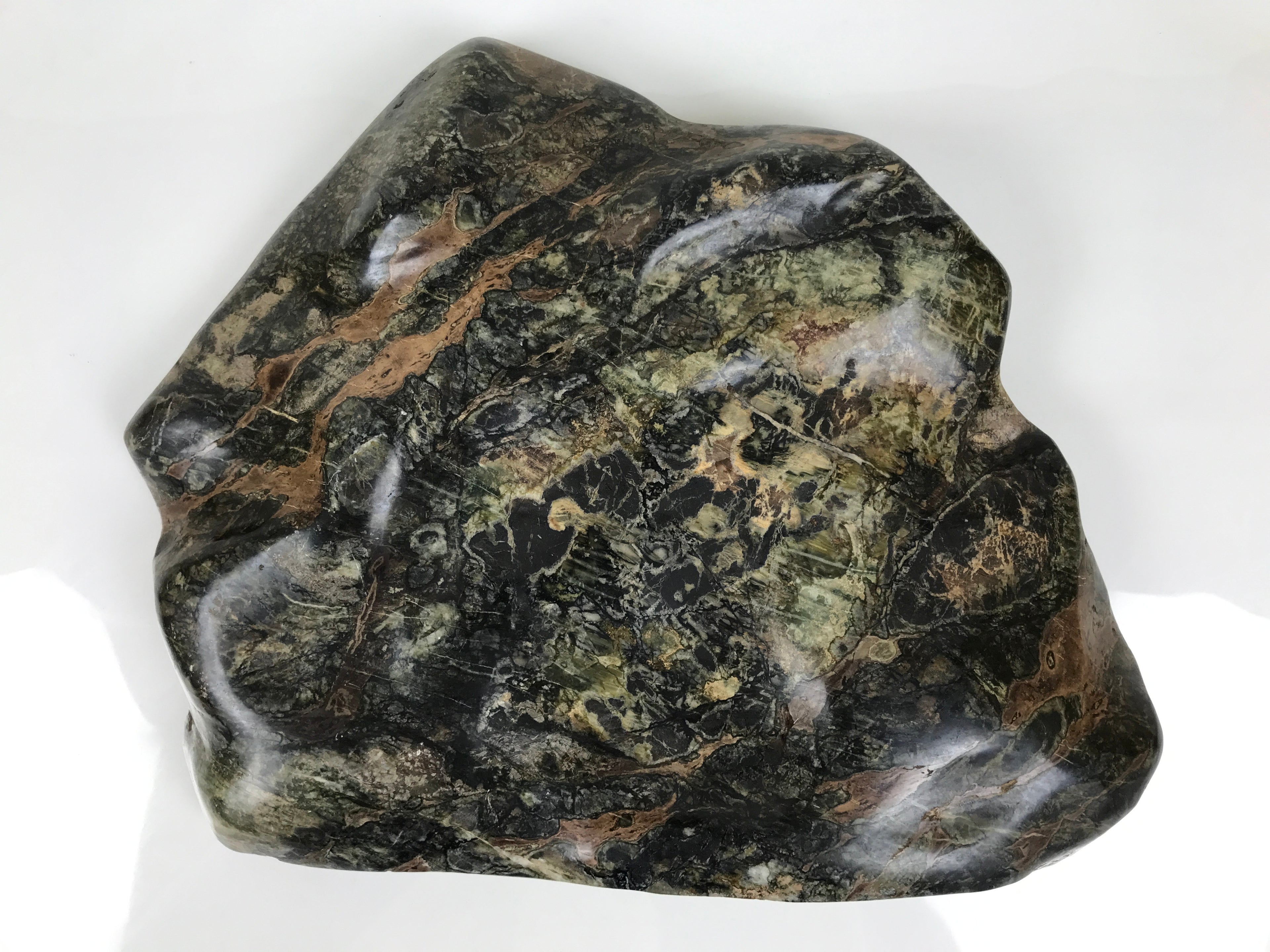 Japanese Serpentinite Suiseki Viewing Stone Vtg Zen Buddhist Statue Stand JK953-OT - Stone-chidorivintage.com