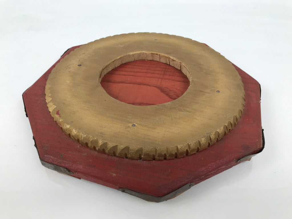 Antique Japanese Buddhist Altar Fitting Large Wood Orin Bell Stand Hexagon BT26-OT - Buddhist-chidorivintage.com