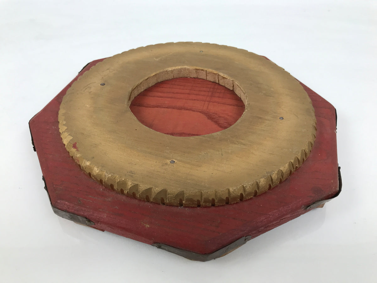 Antique Japanese Buddhist Altar Fitting Large Wood Orin Bell Stand Hexagon BT26-OT - Buddhist-chidorivintage.com