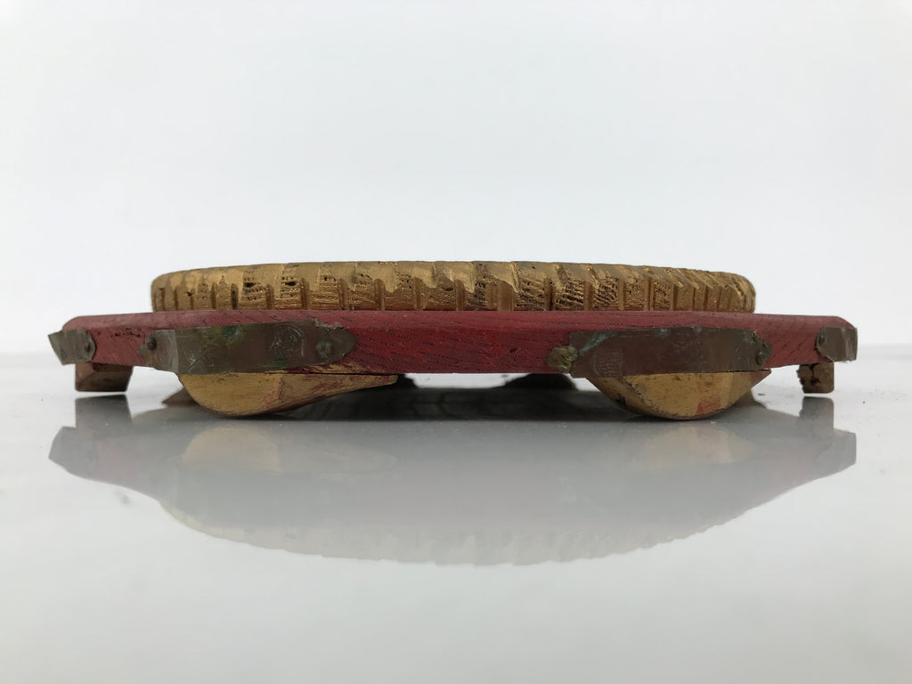 Antique Japanese Buddhist Altar Fitting Large Wood Orin Bell Stand Hexagon BT26-OT - Buddhist-chidorivintage.com