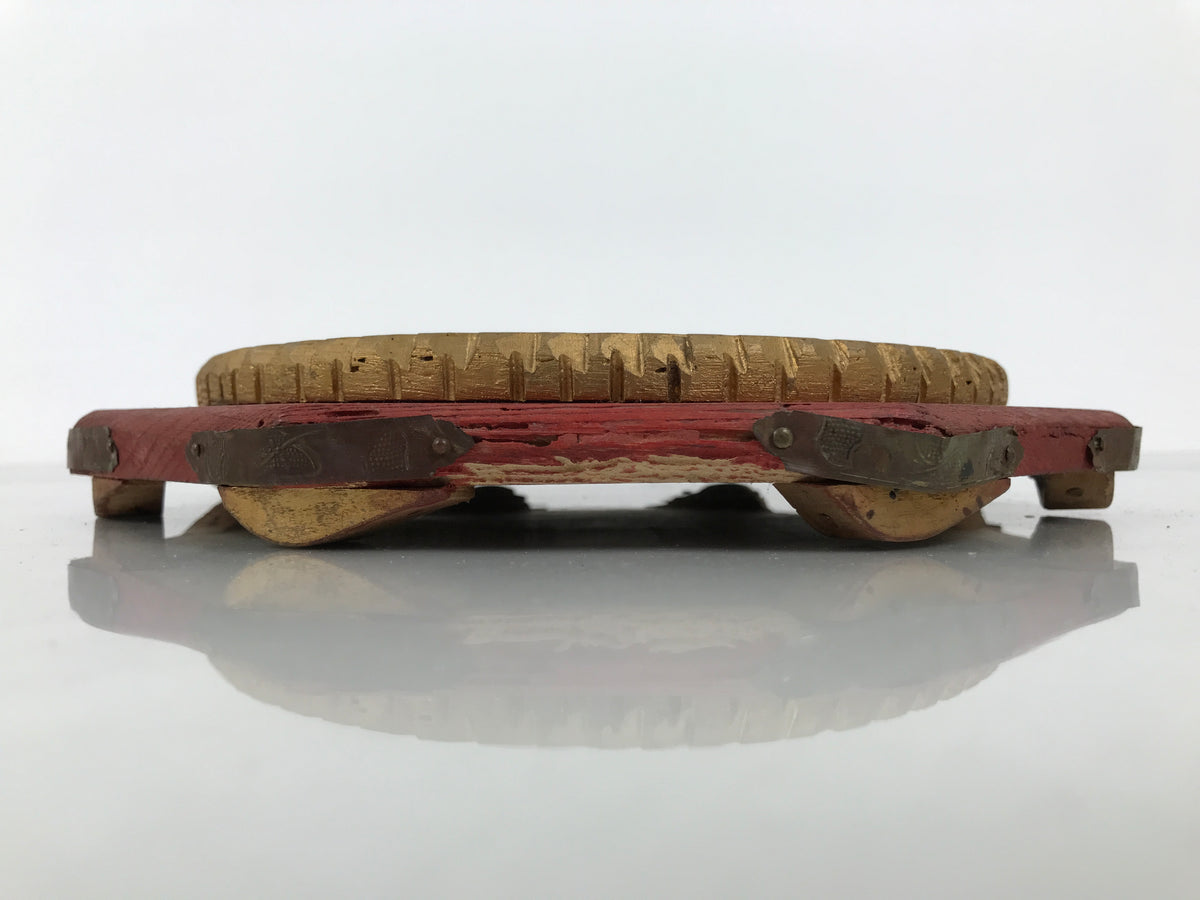 Antique Japanese Buddhist Altar Fitting Large Wood Orin Bell Stand Hexagon BT26-OT - Buddhist-chidorivintage.com