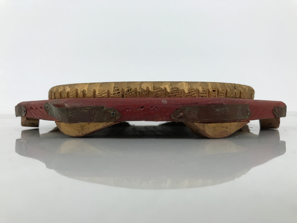 Antique Japanese Buddhist Altar Fitting Large Wood Orin Bell Stand Hexagon BT26-OT - Buddhist-chidorivintage.com