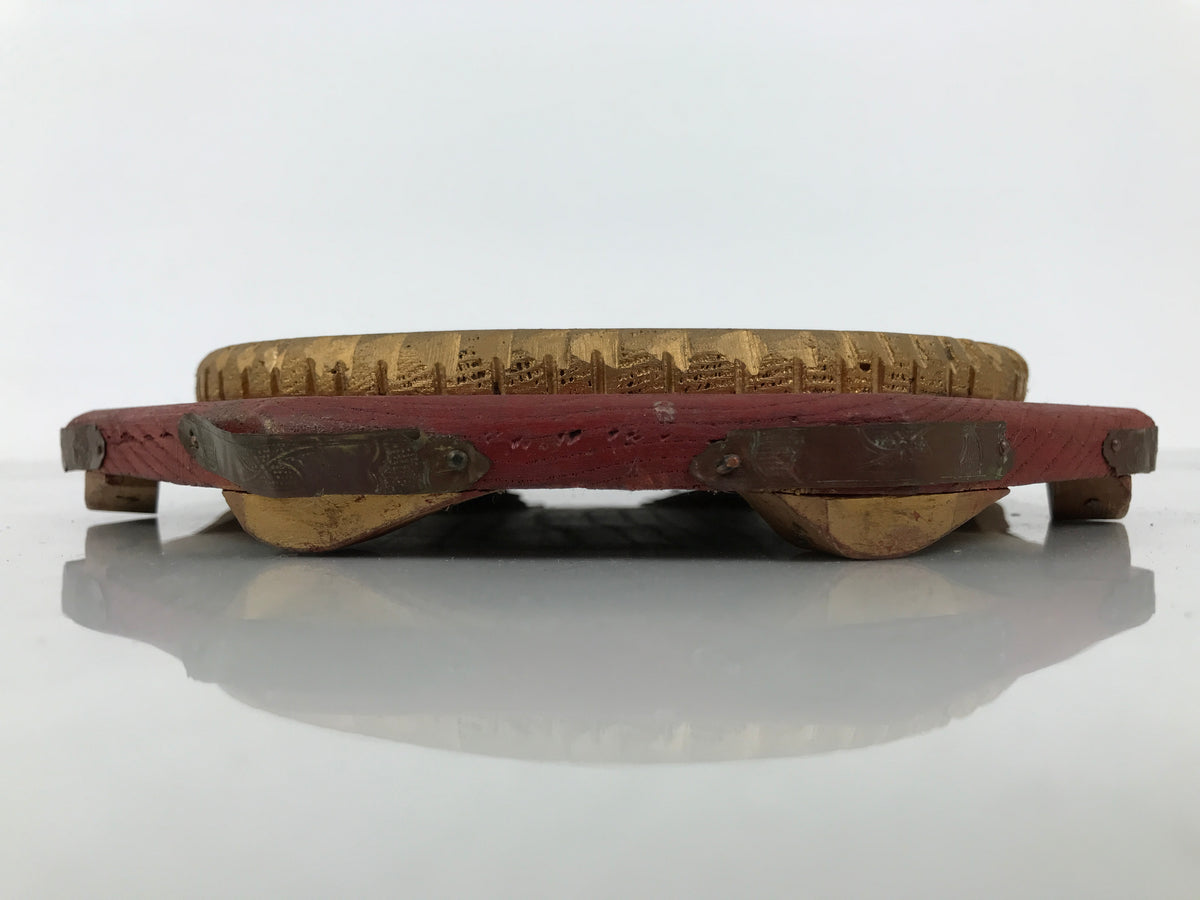 Antique Japanese Buddhist Altar Fitting Large Wood Orin Bell Stand Hexagon BT26-OT - Buddhist-chidorivintage.com