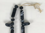 Japanese Glass Beads Necklace Vtg Magatama Trade White Black Marble JZ192-Other OT - Misc-chidorivintage.com