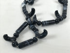 Japanese Glass Beads Necklace Vtg Magatama Trade White Black Marble JZ192-Other OT - Misc-chidorivintage.com
