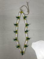 Japanese Glass Beads Necklace Vtg Magatama Trade White Green Yellow JZ190-Other OT - Misc-chidorivintage.com