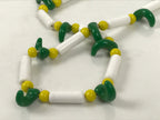 Japanese Glass Beads Necklace Vtg Magatama Trade White Green Yellow JZ190-Other OT - Misc-chidorivintage.com
