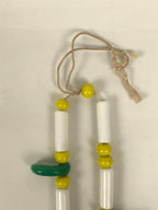 Japanese Glass Beads Necklace Vtg Magatama Trade White Green Yellow JZ191-Other OT - Misc-chidorivintage.com