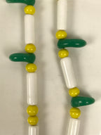 Japanese Glass Beads Necklace Vtg Magatama Trade White Green Yellow JZ191-Other OT - Misc-chidorivintage.com