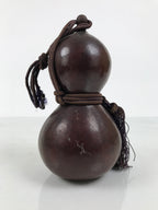 Japanese Natural Hyotan Gourd Vtg Sake Bottle Lucky Charm Calabash Brown G283-AD - Other Display Item-chidorivintage.com