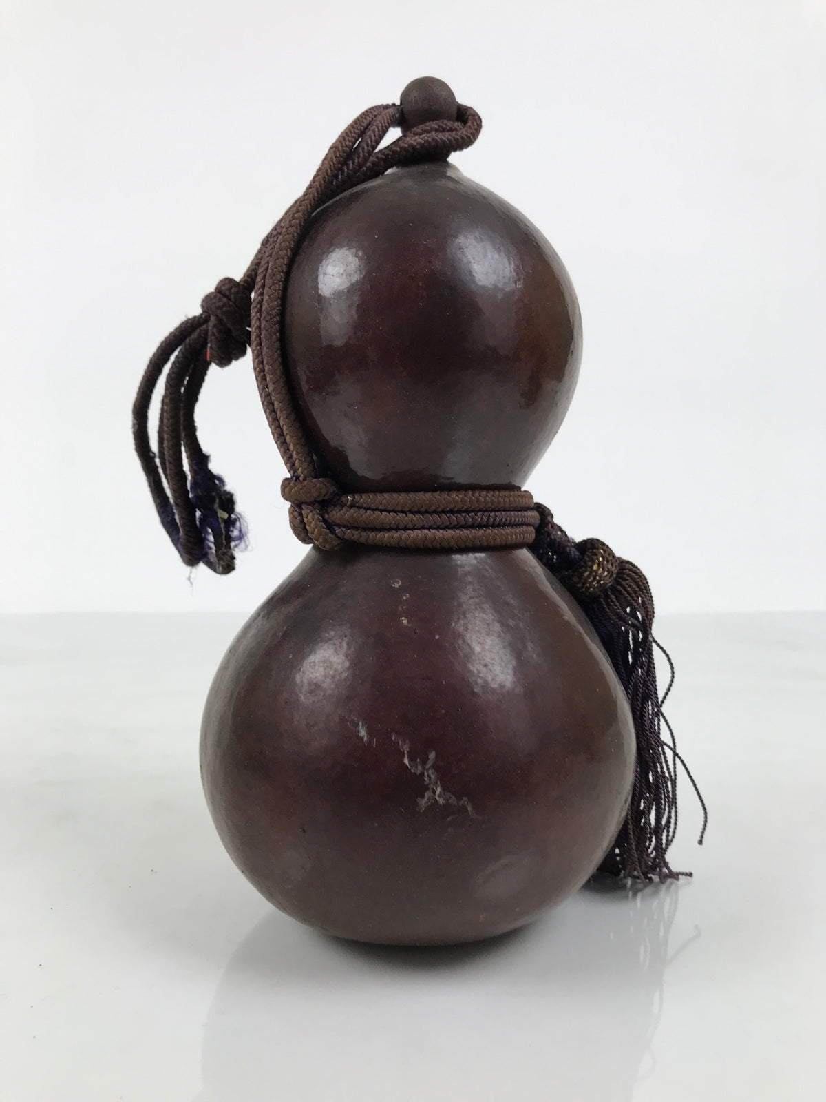 Japanese Natural Hyotan Gourd Vtg Sake Bottle Lucky Charm Calabash Brown G283-AD - Other Display Item-chidorivintage.com