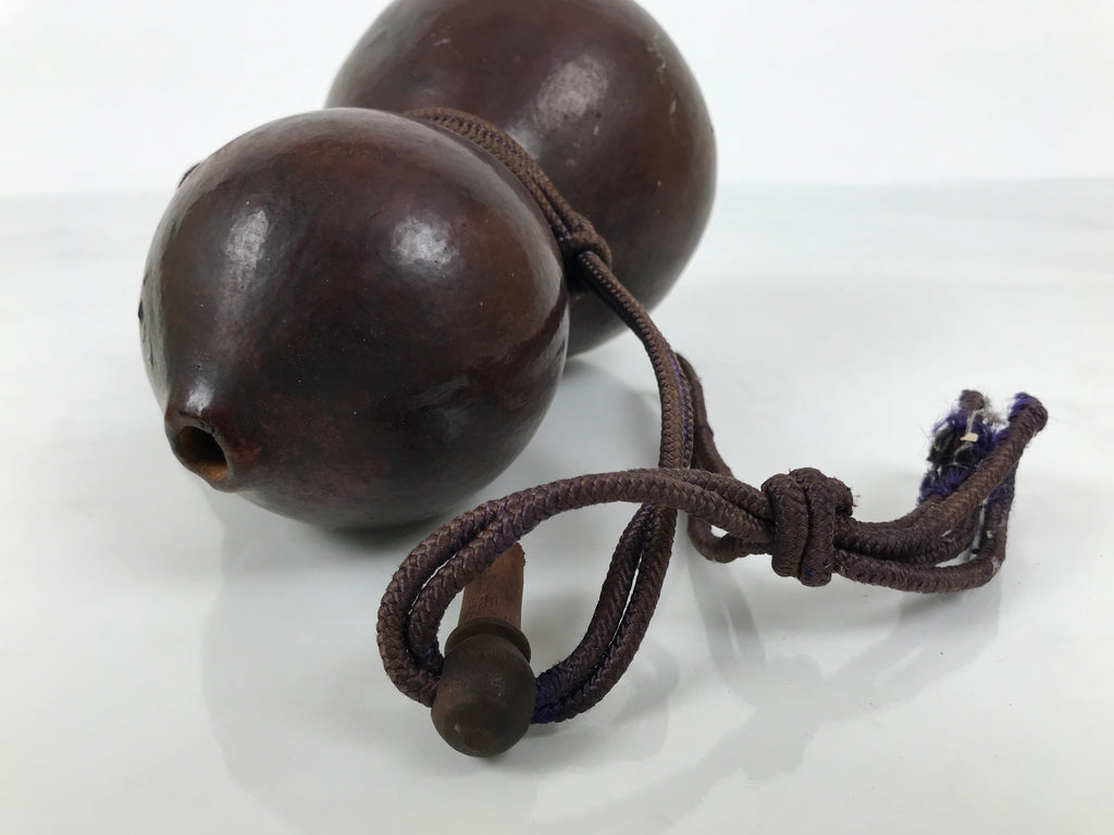 Japanese Natural Hyotan Gourd Vtg Sake Bottle Lucky Charm Calabash Brown G283-AD - Other Display Item-chidorivintage.com