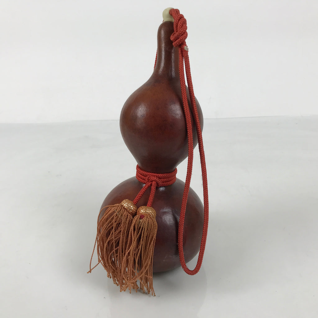 Japanese Natural Hyotan Gourd Vtg Sake Bottle Lucky Charm Calabash Brown G284-AD - Other Display Item-chidorivintage.com