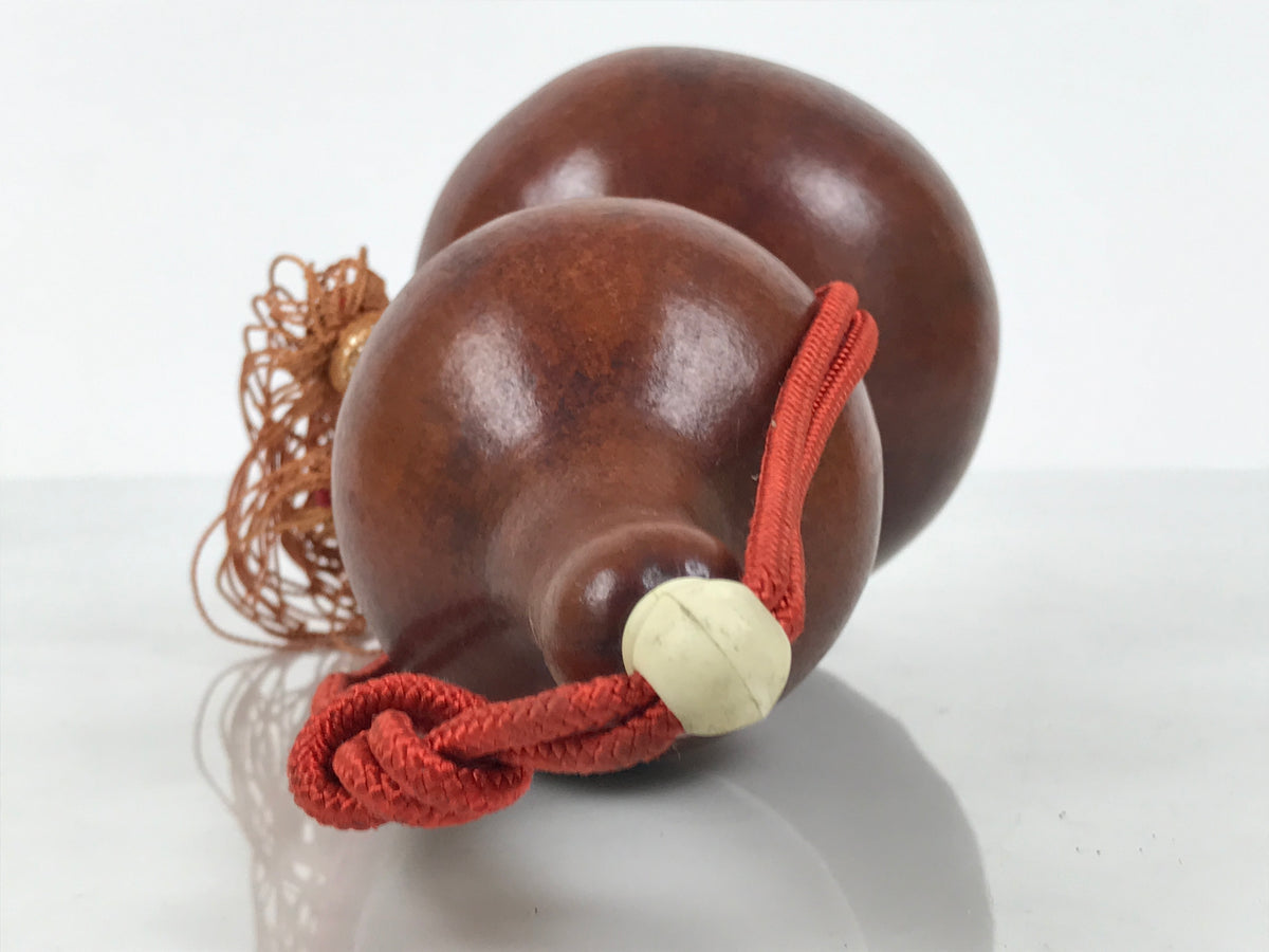 Japanese Natural Hyotan Gourd Vtg Sake Bottle Lucky Charm Calabash Brown G284-AD - Other Display Item-chidorivintage.com