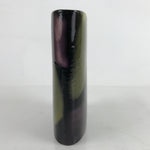 Italian Bizzirri Ceramic Flower Vase Vtg Kabin Oblong Cylinder Black FK156