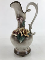 Italian Capodimonte Ceramic Flower Vase Vtg 3D Roses Embellishments FK160