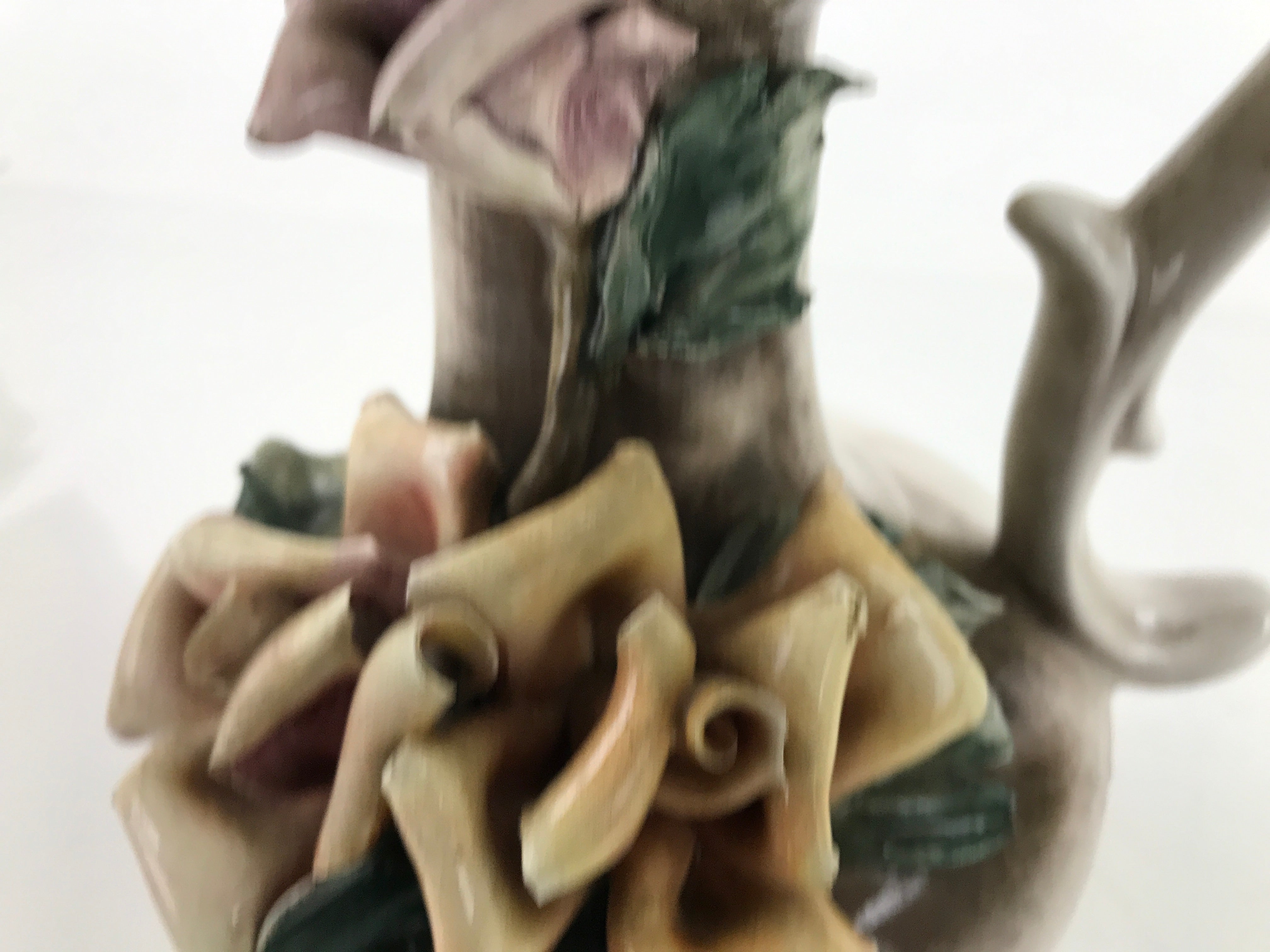 Italian Capodimonte Ceramic Flower Vase Vtg 3D Roses Embellishments FK160