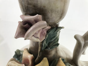 Italian Capodimonte Ceramic Flower Vase Vtg 3D Roses Embellishments FK160