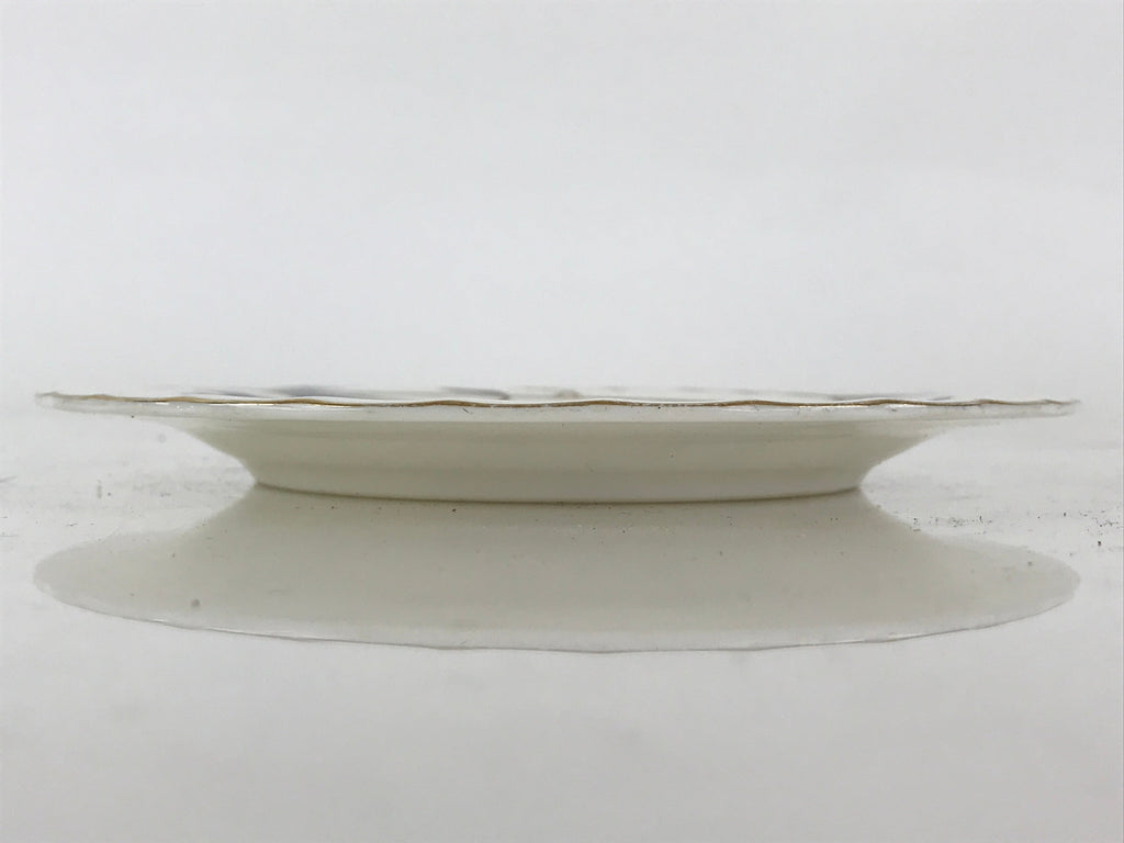 Italian Giovanni Valentino Porcelain Plate Blue Gold Flower Design White PY244